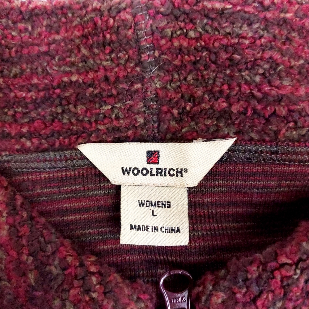 Woolrich Vtg Womens Black Cherry Full Zip Cozy Fleece Jacket Size L - Picture 3 of 5